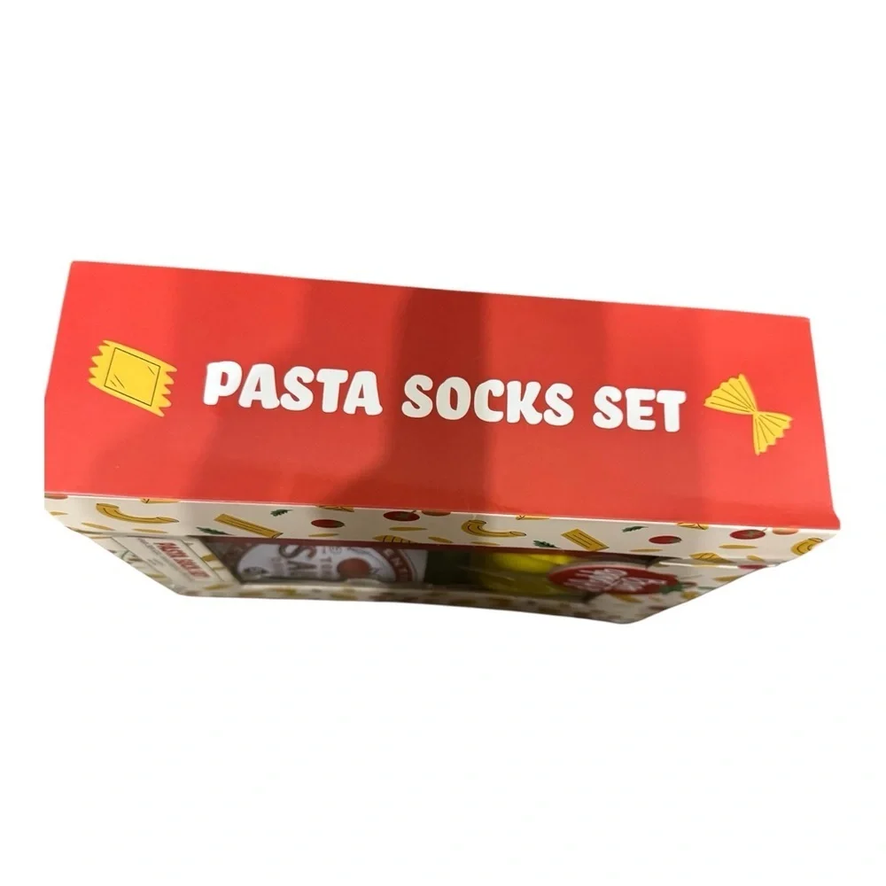 Pasta Sock Set Gift Box | 4 Crew Socks + Ravioli Spoon Rest + Utensil Holder NEW